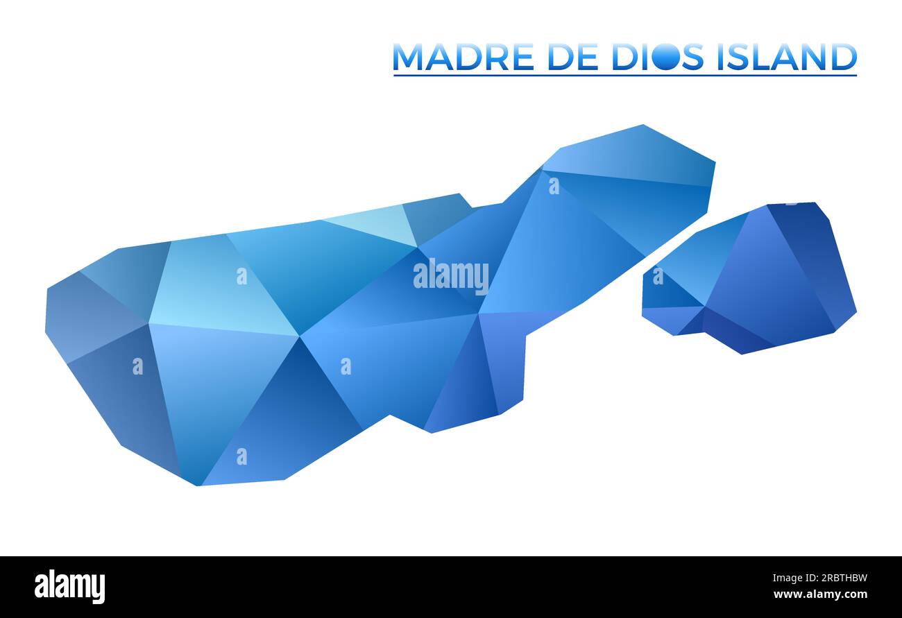 Carte vectorielle polygonale Madre de Dios Island. Îlot géométrique vibrant dans un style poly bas. Charmante illustration pour vos infographies. Illustration de Vecteur