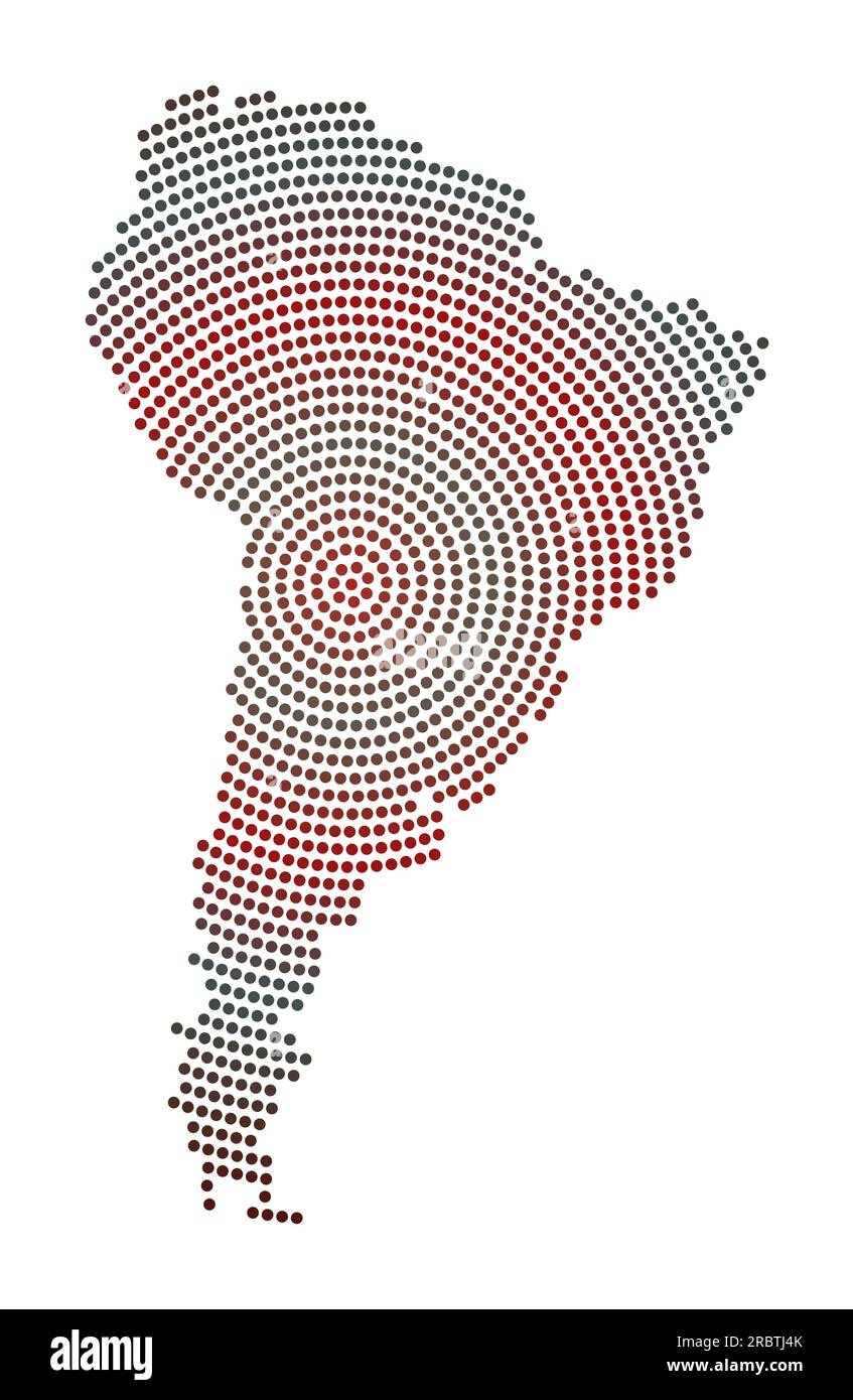 Carte en pointillés de l'Amérique du Sud. Forme de style numérique de l'Amérique du Sud. Icône Tech du continent avec des points gradués. Illustration vectorielle authentique. Illustration de Vecteur