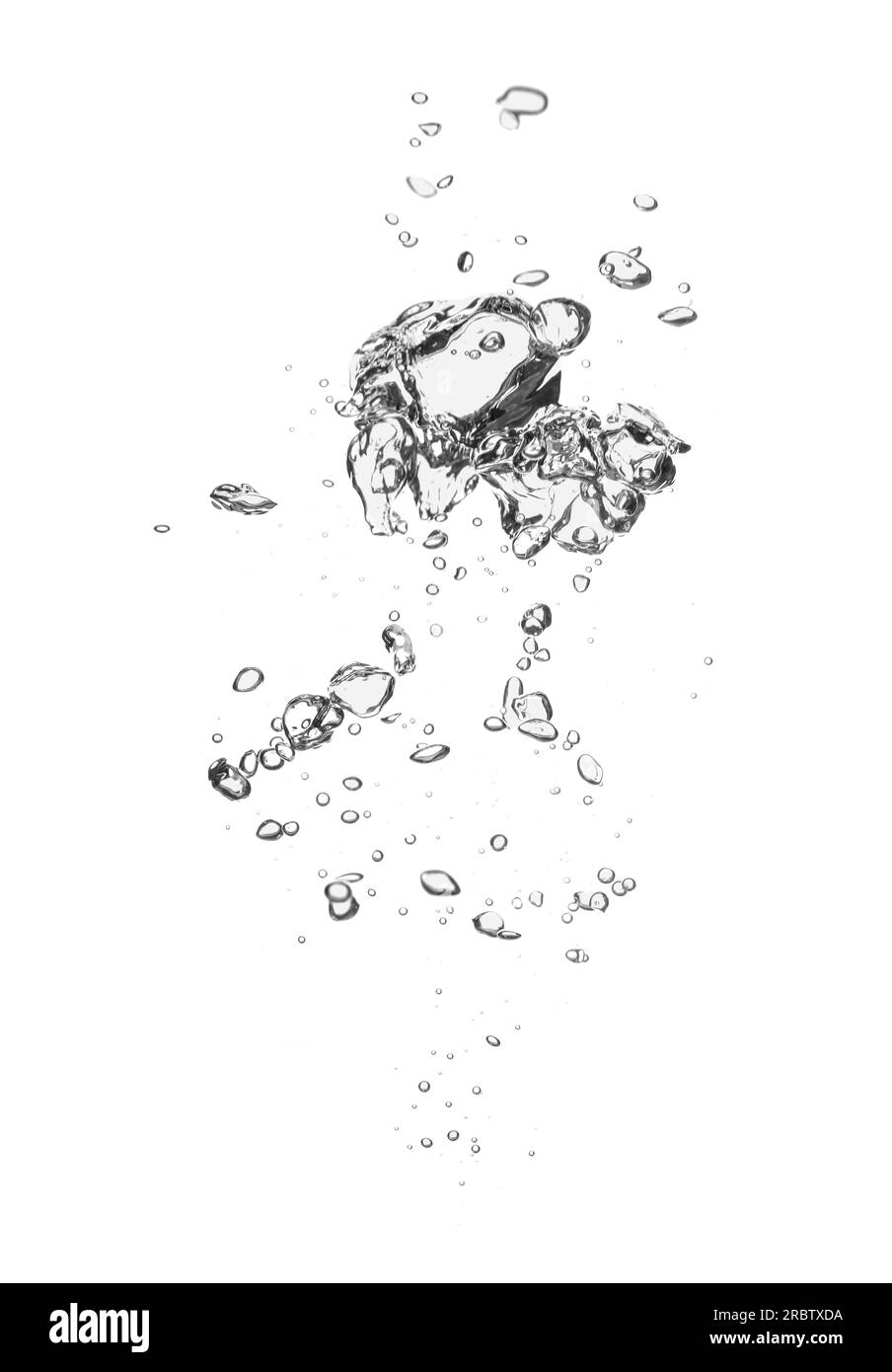 Bulles d'air dans l'eau sur fond blanc Banque D'Images