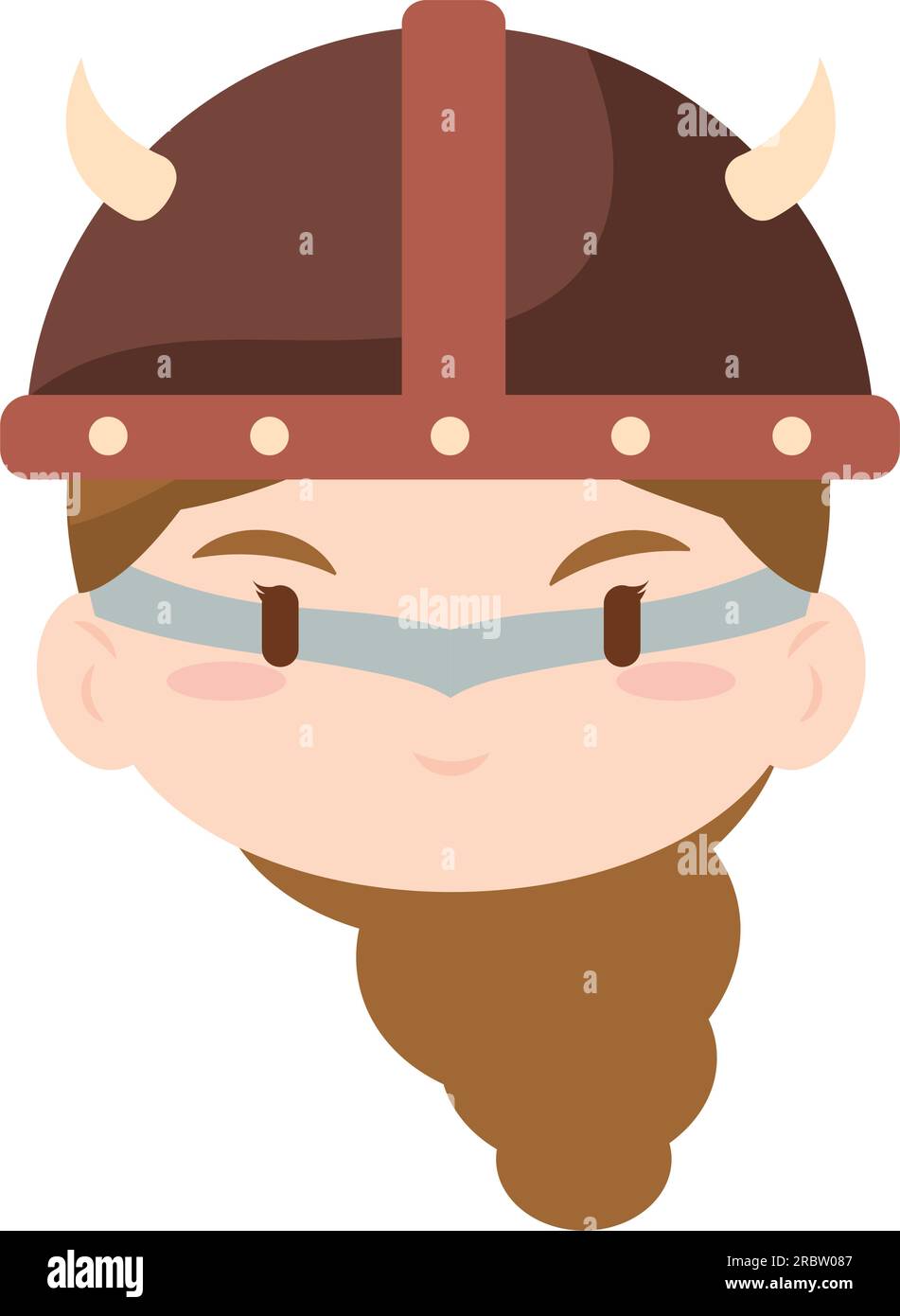 Isolé mignon chibi femelle viking personnage avatar Vector Illustration de Vecteur