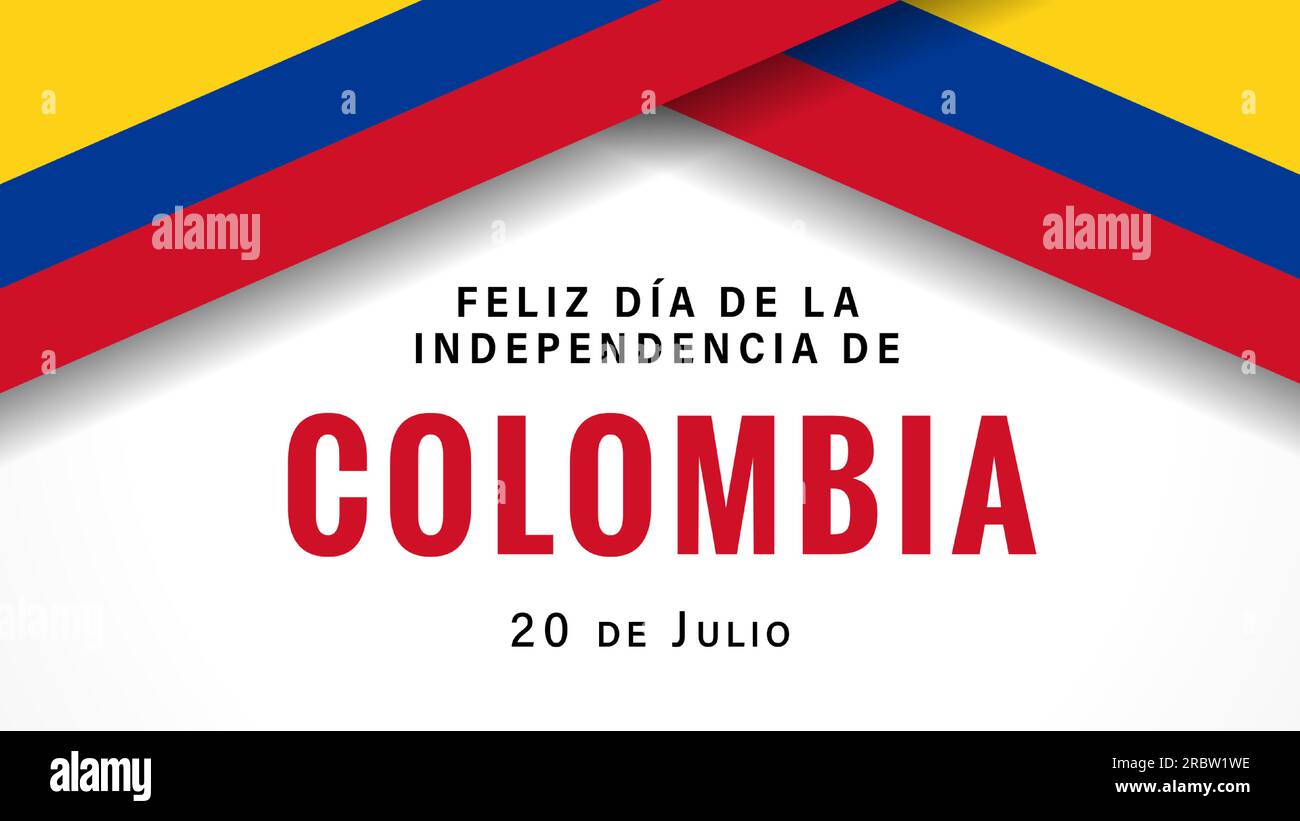 Feliz dia de la Independencia de Colombia bannière avec drapeaux. Traduction de l'espagnol - Joyeuse fête de l'indépendance de la Colombie, juillet 20. Affiche vectorielle Illustration de Vecteur