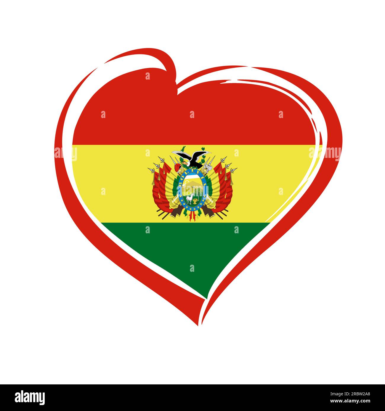 Emblème du drapeau de l'amour de Bolivie. Joyeux jour de l'indépendance de la Bolivie, carte de vacances. Illustration vectorielle Illustration de Vecteur