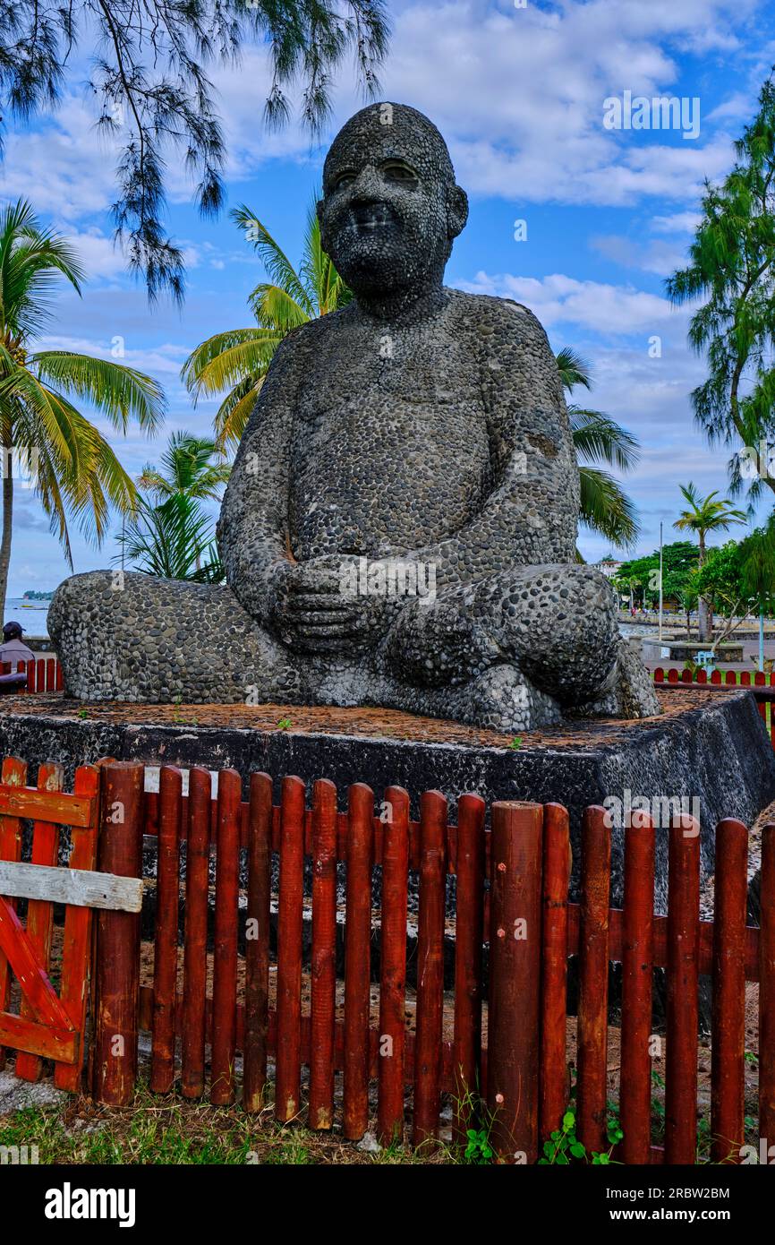 Ile Maurice, quartier Grand Port, Mahébourg, le Grand Bouddha, statue de galets dédiée à Swami Shivananda (1887-1963), maître spirituel hindou Banque D'Images