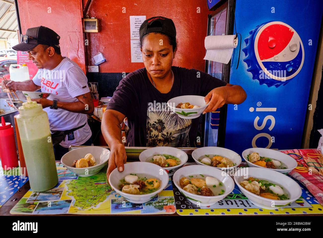 Ile Maurice, quartier Port-Louis, Port-Louis, Street food dans le centre ville Banque D'Images