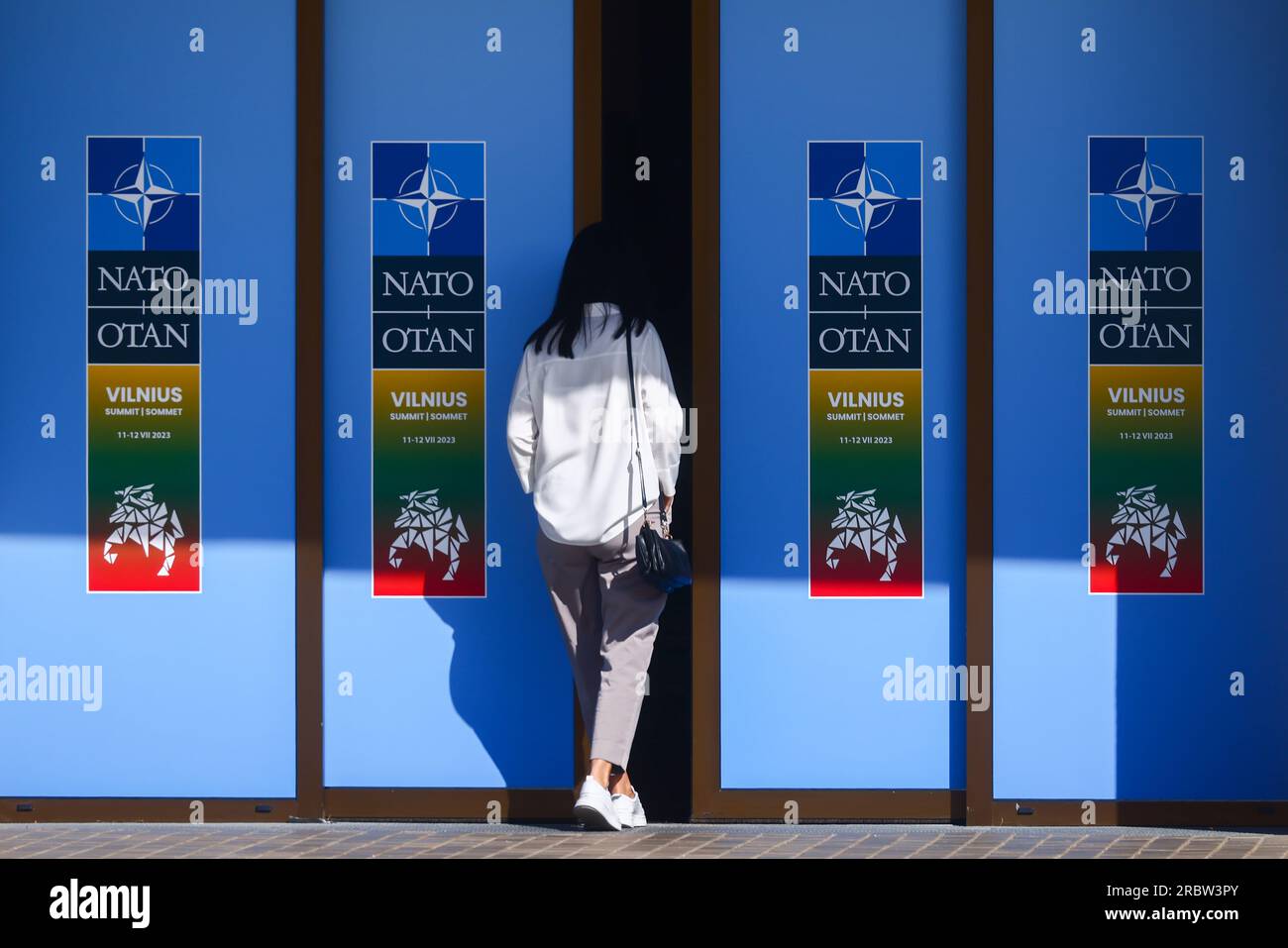 Vilnius, Lituanie. 11 juillet 2023. Lieu du sommet de l'OTAN au LITEXPO Lithuanian Exhibition and Congress Center à Vilnius, Lituanie, le 11 juillet 2023. Crédit : Beata Zawrzel/Alamy Live News Banque D'Images