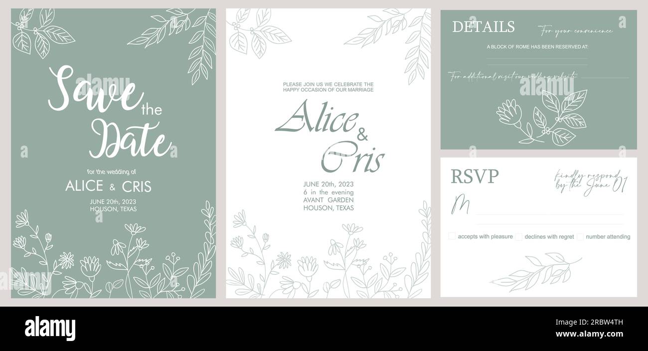 Invitation à un mariage élégant Enregistrez le modèle de date. Illustration de Vecteur