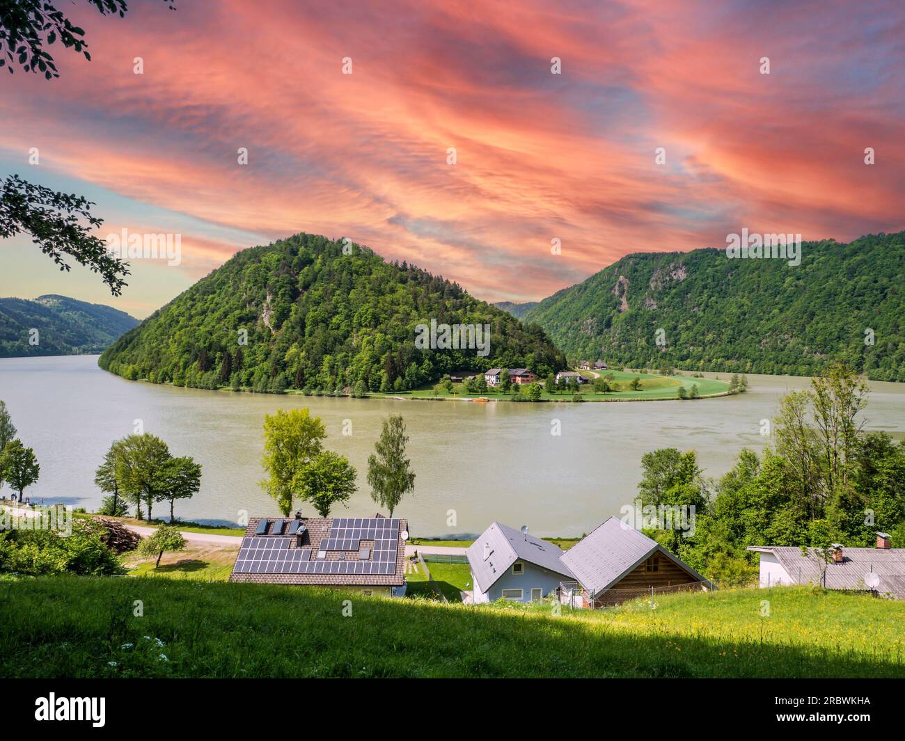 Schloegener Schlinge au Danube Autriche Banque D'Images