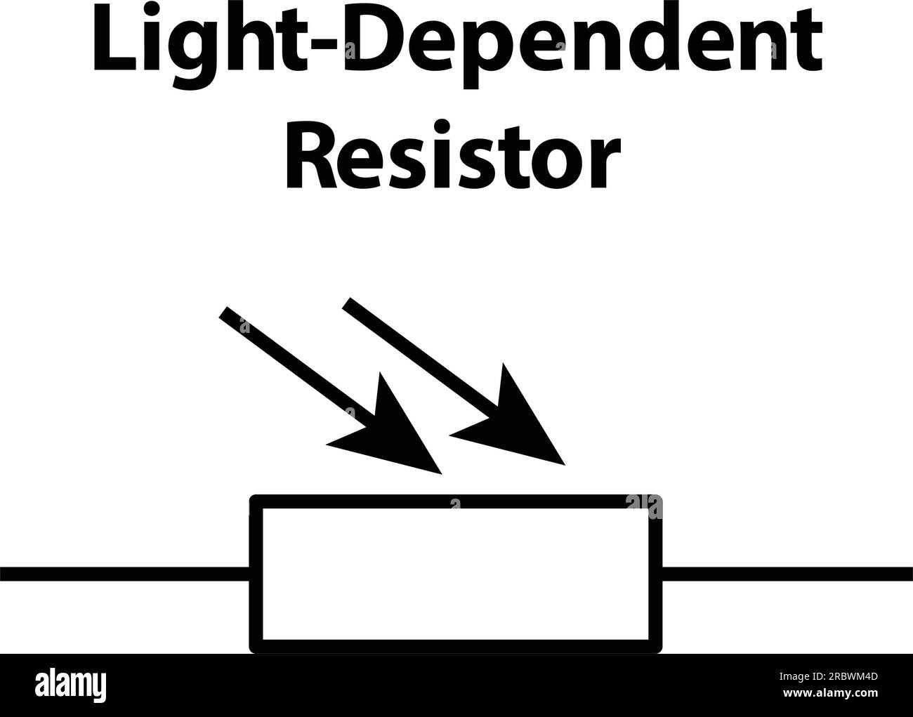 Résistance dépendante de la lumière. Symbole électronique de Illustration des symboles de circuit de base. Symboles électriques, contenu d'étude des étudiants en physique. Illustration de Vecteur