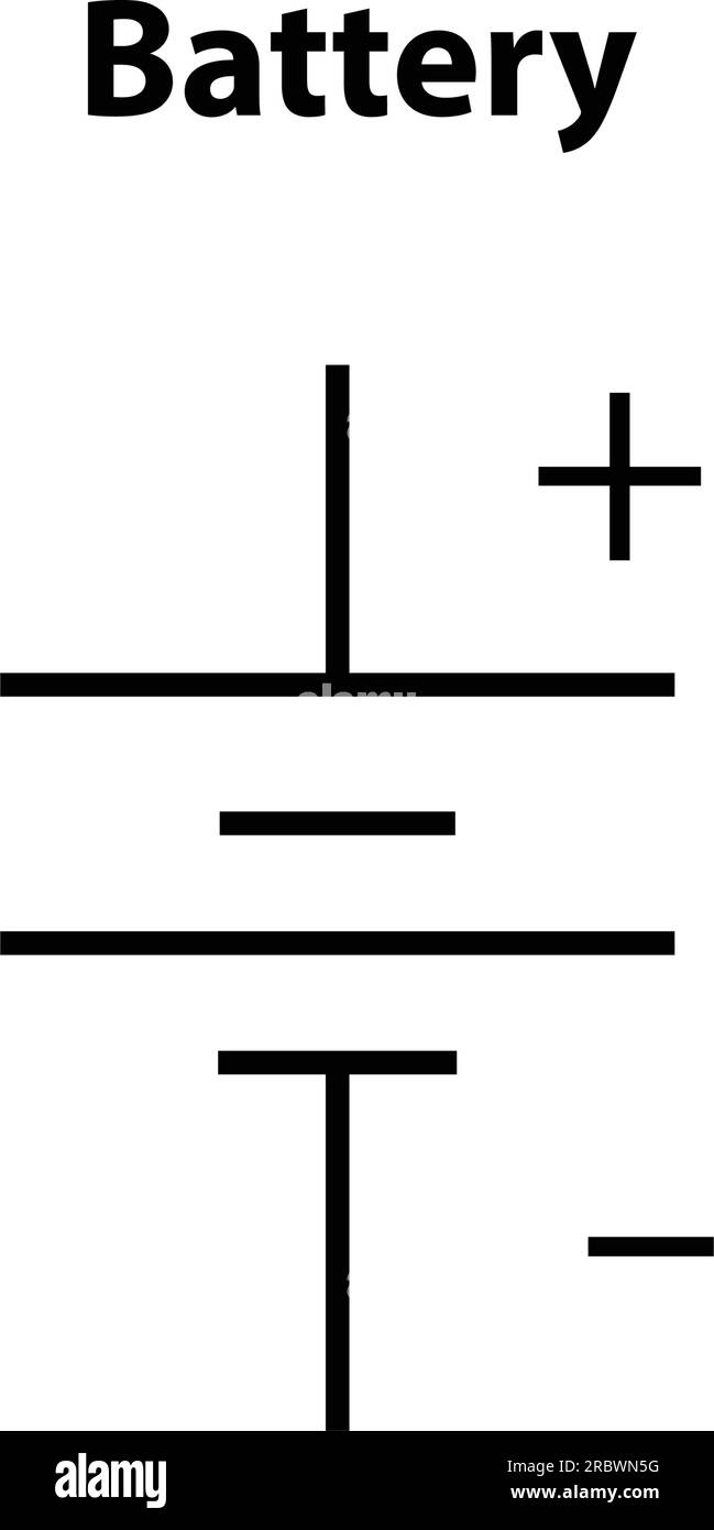 Batterie. Symbole électronique de l'interrupteur ouvert Illustration des symboles du circuit de base. Symboles électriques, contenu d'étude des étudiants en physique. Illustration de Vecteur