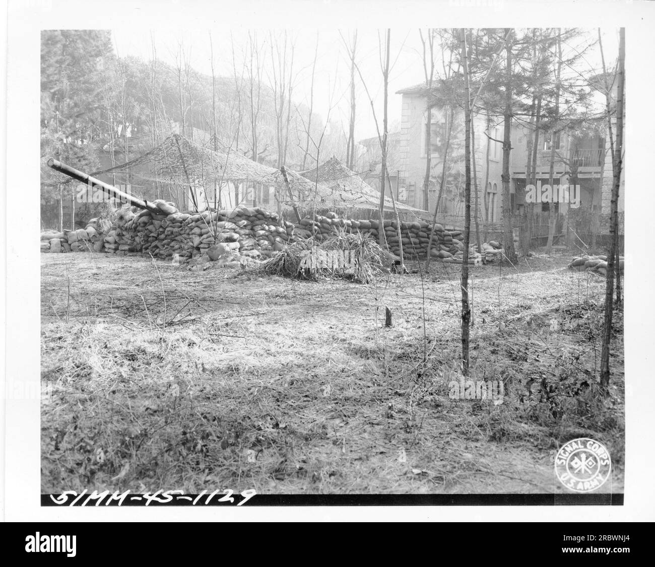 84e ingénieurs du IVe corps ont mis en place des canons factices de 155 mm pendant la première Guerre mondiale - 5/MM-45-1129. Banque D'Images