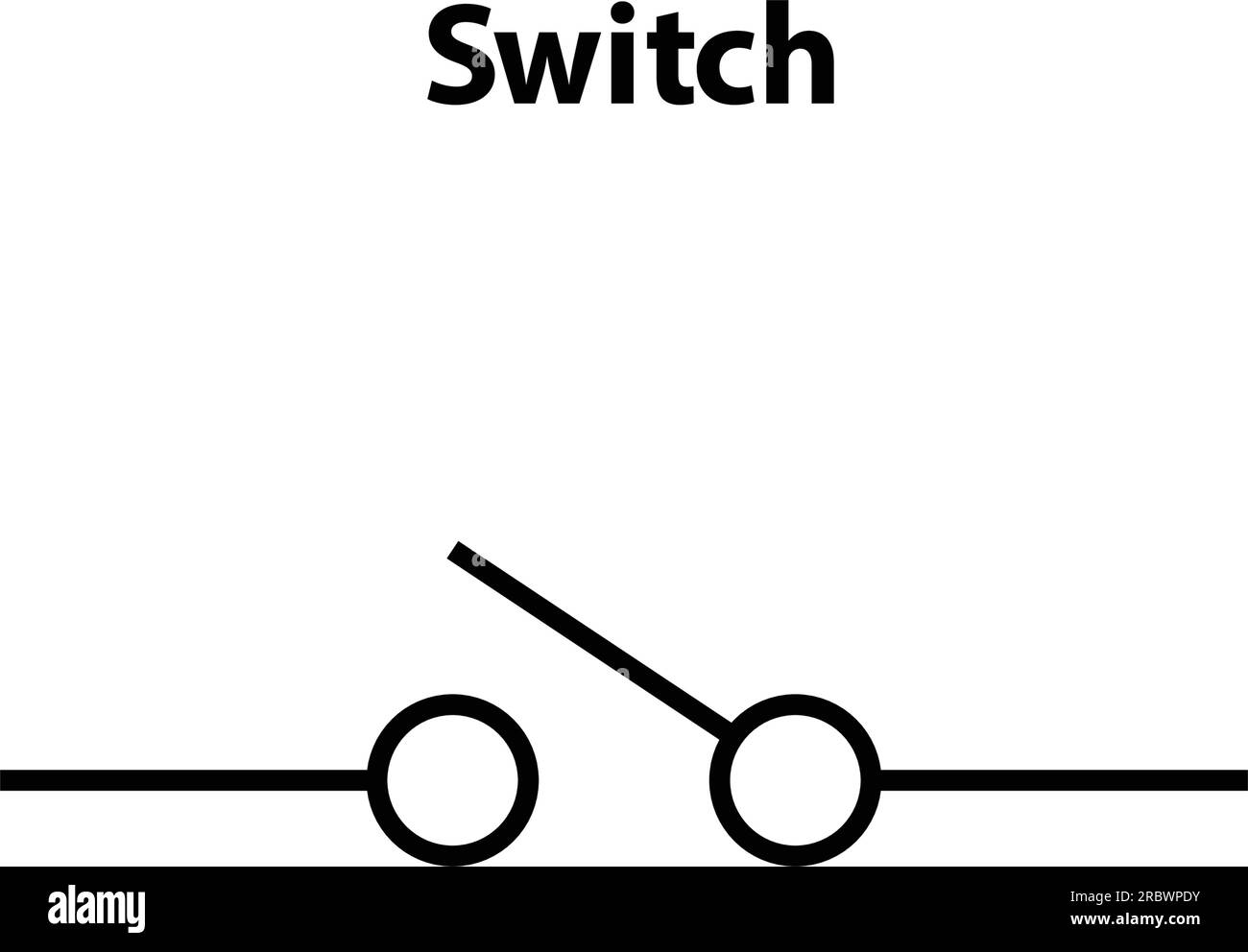 Symbole électronique de l'interrupteur ouvert Illustration des symboles du circuit de base. Symboles électriques, contenu d'étude des étudiants en physique. Illustration de Vecteur