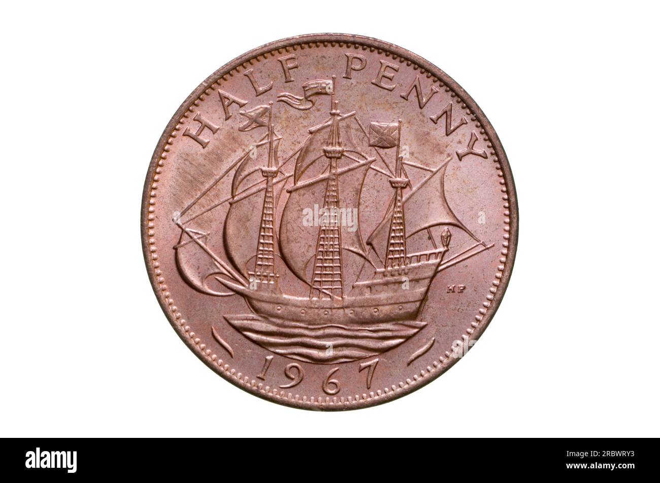 Demi-penny pré-décimal Banque D'Images