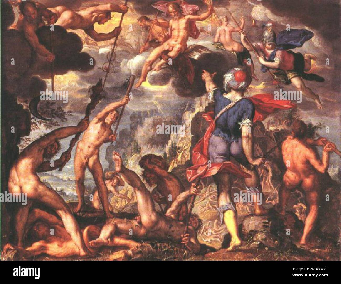 La bataille entre les dieux et les Titans 1600 par Joachim Wtewael Banque D'Images