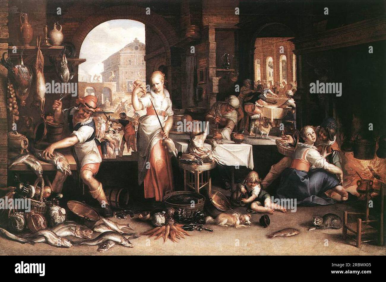 Scène de cuisine 1605 par Joachim Wtewael Banque D'Images