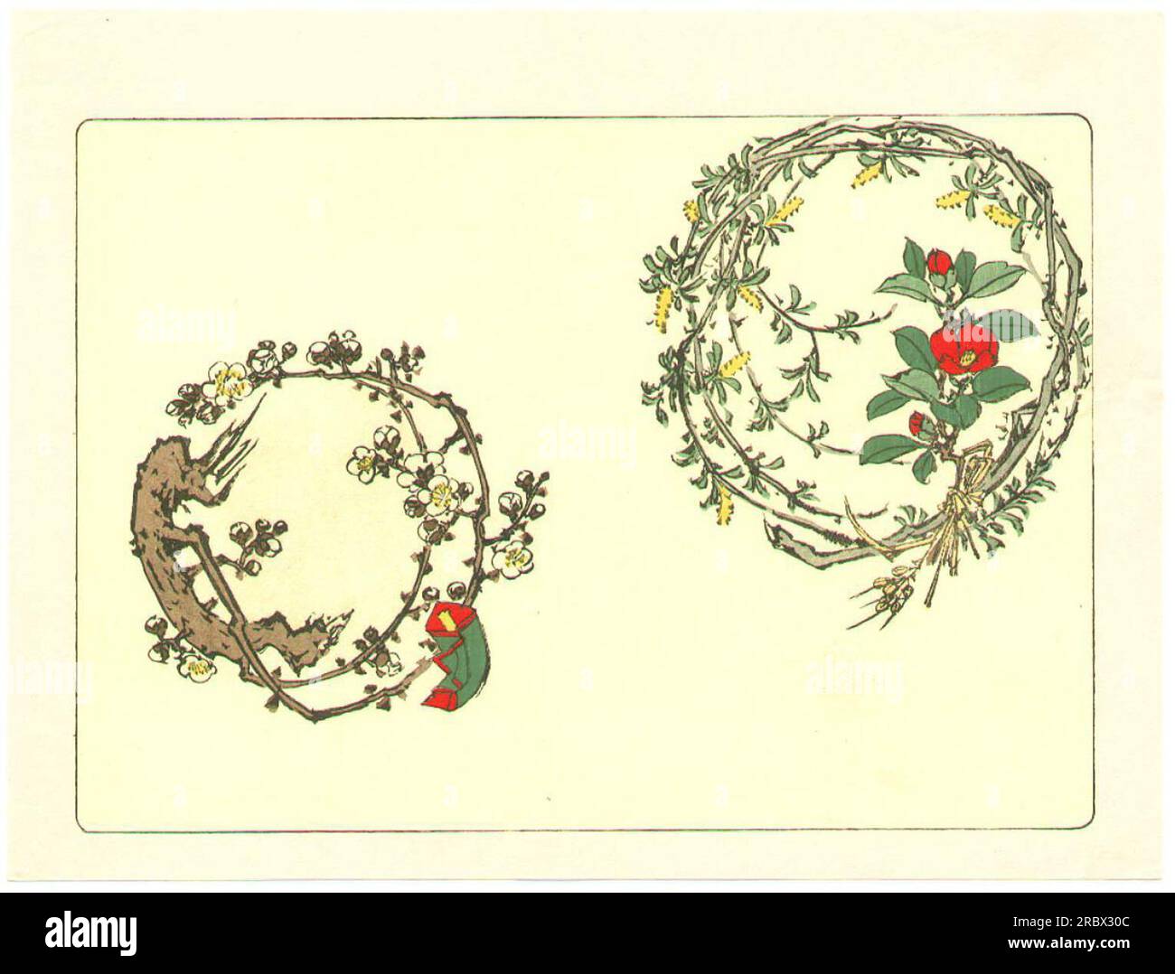 Deux couronnes - comparaison des fleurs 1890 par Shibata Zeshin Banque D'Images