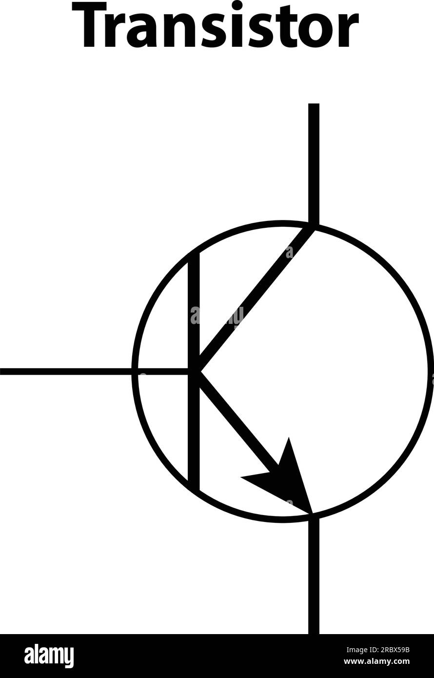 Transistor. symbole électronique. Illustration des symboles de circuit de base. Symboles électriques, contenu d'étude des étudiants en physique. circuits électriques. Illustration de Vecteur