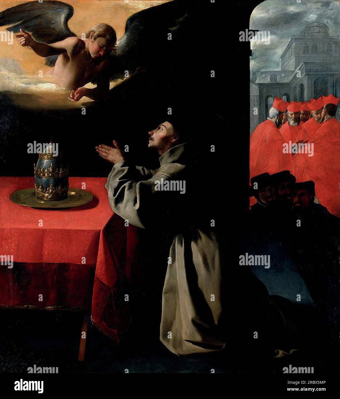 La prière de St. Bonaventura à propos de la sélection de Francisco de Zurbaran Banque D'Images