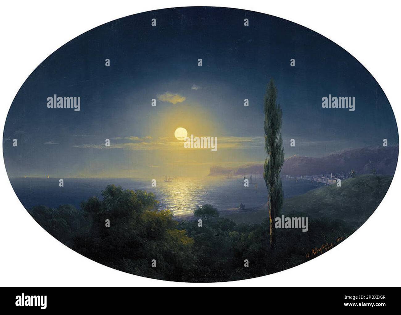 Côte de Crimée par Moonlight par Ivan Aivazovsky Banque D'Images