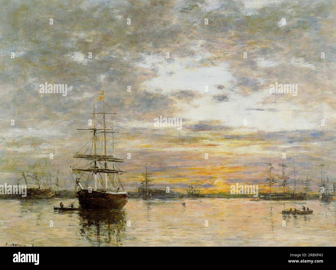 Le port du Havre au coucher du soleil 1882 ; France par Eugène Boudin Banque D'Images