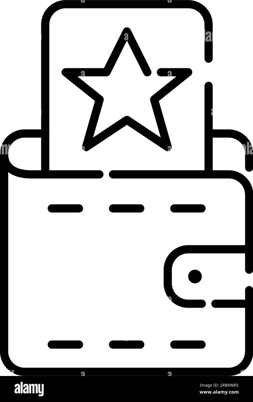 Récompense du client. Billet avec étoile dans un portefeuille. Bonus et marchandises gratuits du programme client. Pixel Perfect, modifiable Illustration de Vecteur