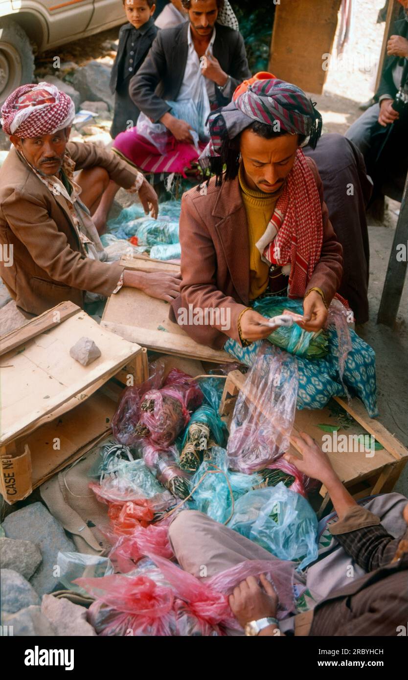 Asie Yémen - Sada Vendeur de QAT Banque D'Images