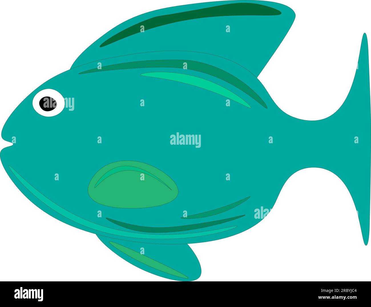Gros poisson vert, dessin des enfants. Illustration vectorielle Illustration de Vecteur