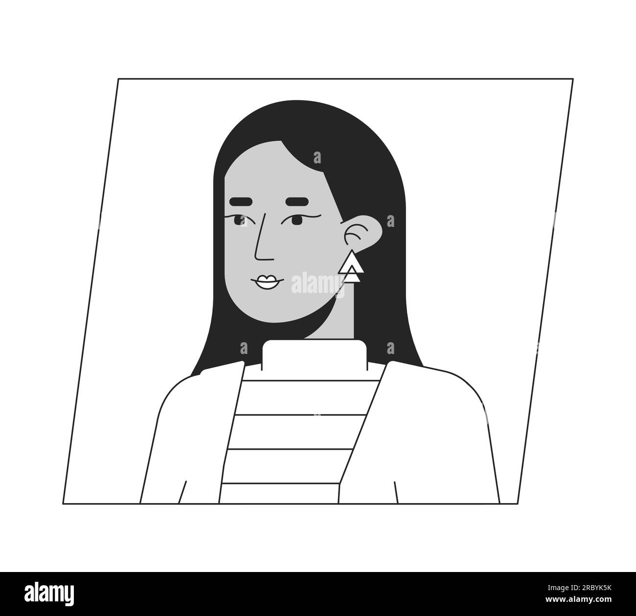 Icône d'avatar de dessin animé noir blanc musulmane jeune femme Illustration de Vecteur