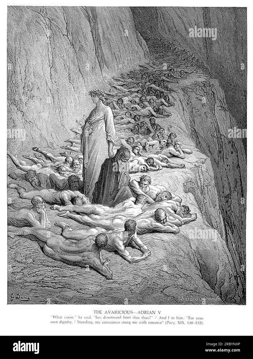Dante et le pape Adrian V 1868 de Gustave Dore Banque D'Images