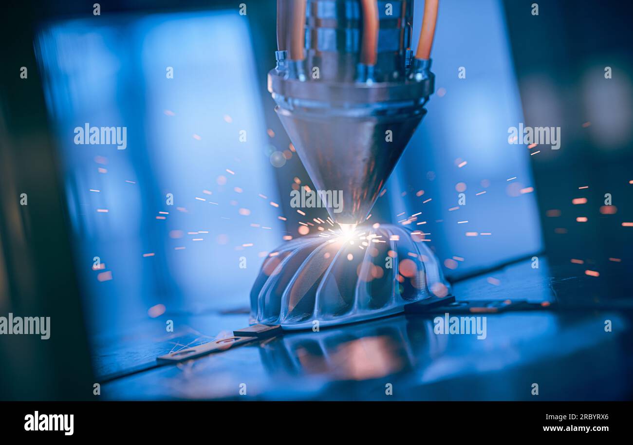 Une imprimante 3D moderne imprime une turbine métallique. L'avenir de la fabrication de pièces de machines. Banque D'Images