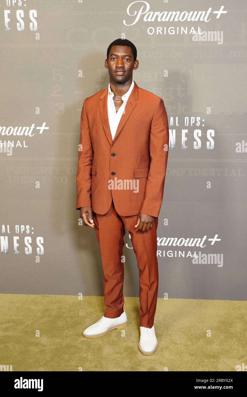 Malachi Kirby arrive pour une projection de la série Paramount+ Special Ops : Lioness à Londres. Date de la photo : mardi 11 juillet 2023. Banque D'Images