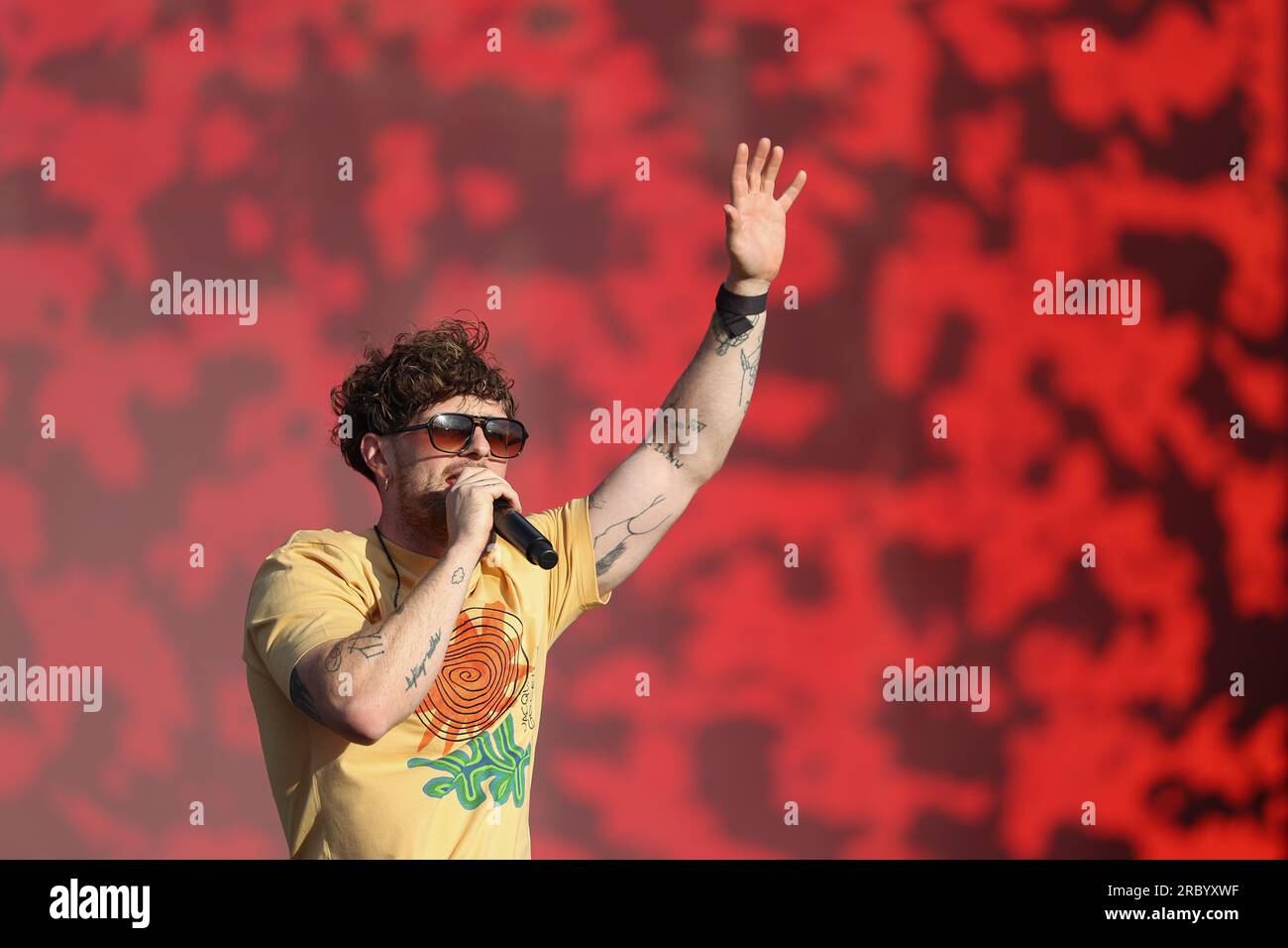 Tom Grennan, l'affiche et artiste chante et se produit en direct pour les fans du Grand prix après la course finale sur la Chrome main Stage pendant la FORMULE Banque D'Images