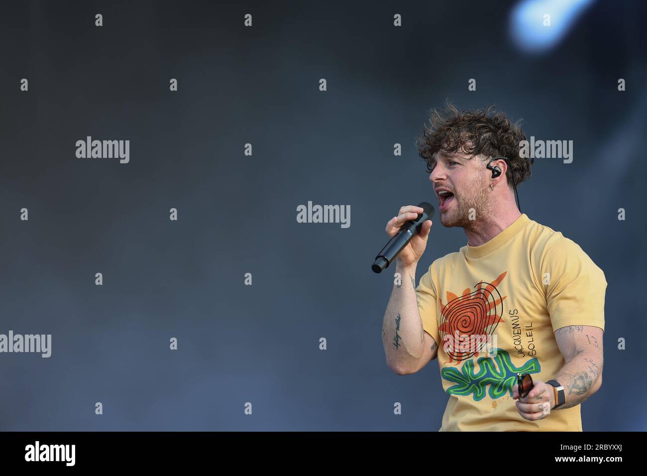 Tom Grennan, l'affiche et artiste chante et se produit en direct pour les fans du Grand prix après la course finale sur la Chrome main Stage pendant la FORMULE Banque D'Images