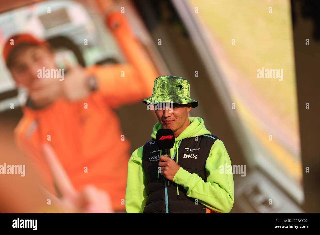 Lando Norris (GBR) de McLaren F1 Team interviewé après la dernière course lors du GRAND PRIX DE GRANDE-BRETAGNE ARAMCO DE FORMULE 1 2023 à Silverstone Circu Banque D'Images