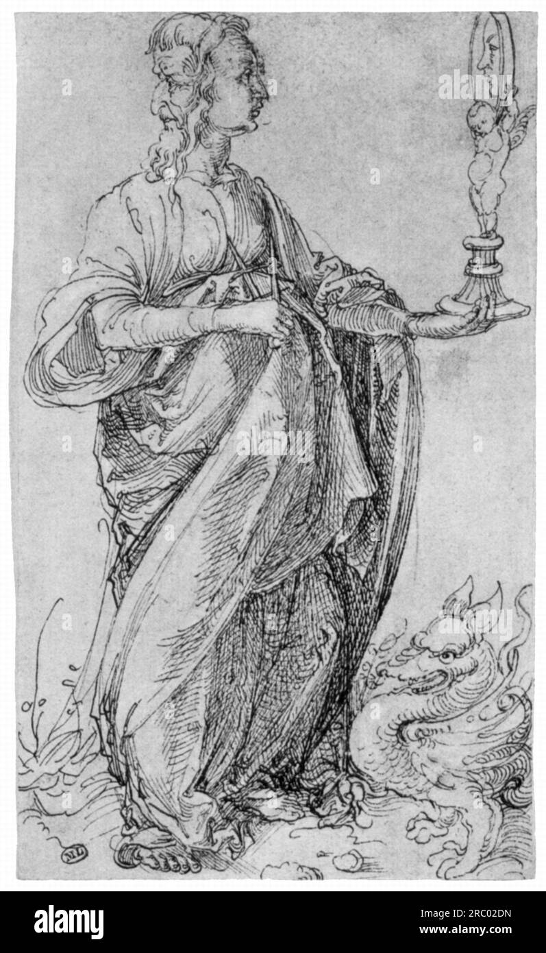 Dessin du 'Tarot' prudence 1495 d'Albrecht durer Banque D'Images
