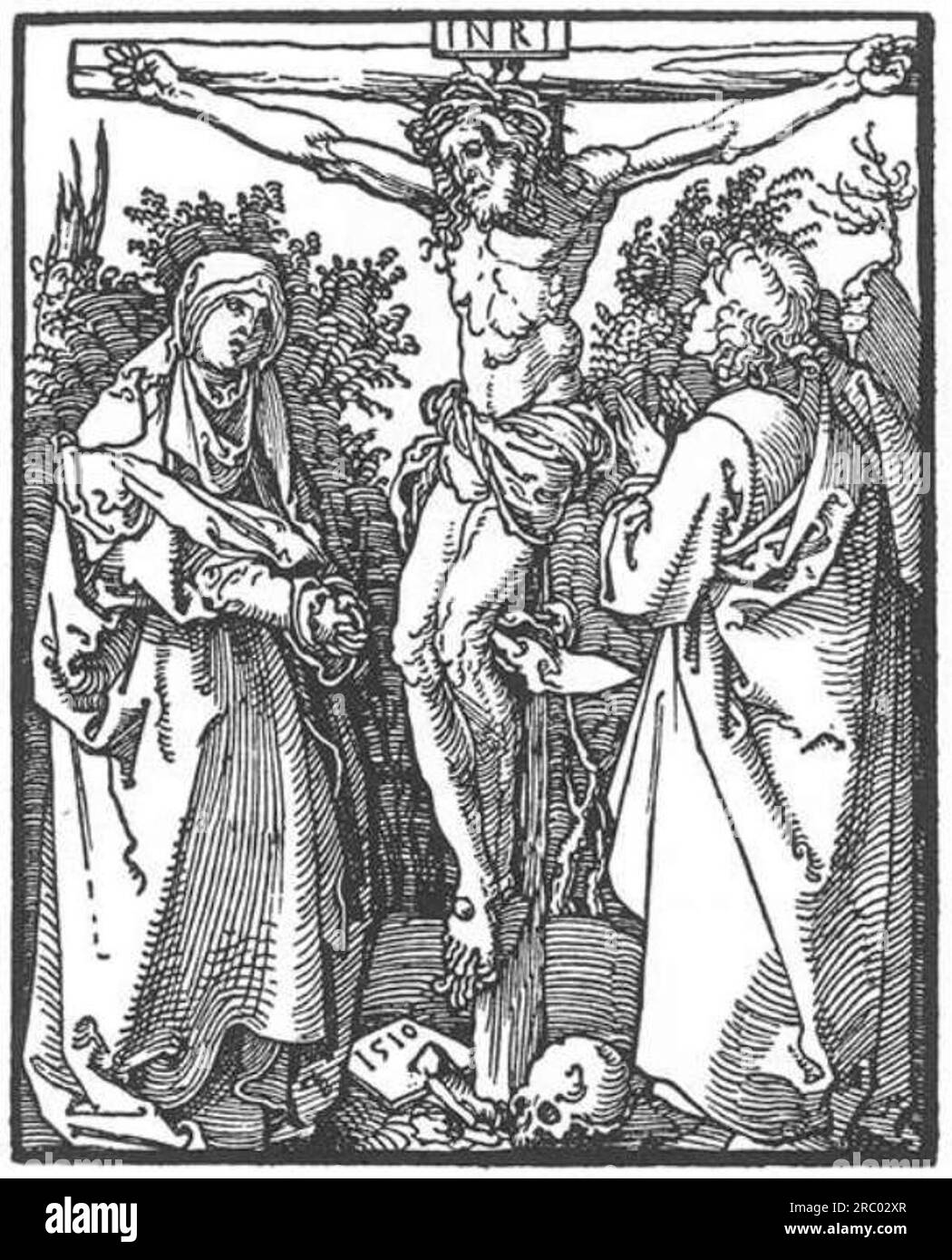 Christ sur la Croix avec la Vierge et Saint Jean 1510 par Albrecht durer Banque D'Images
