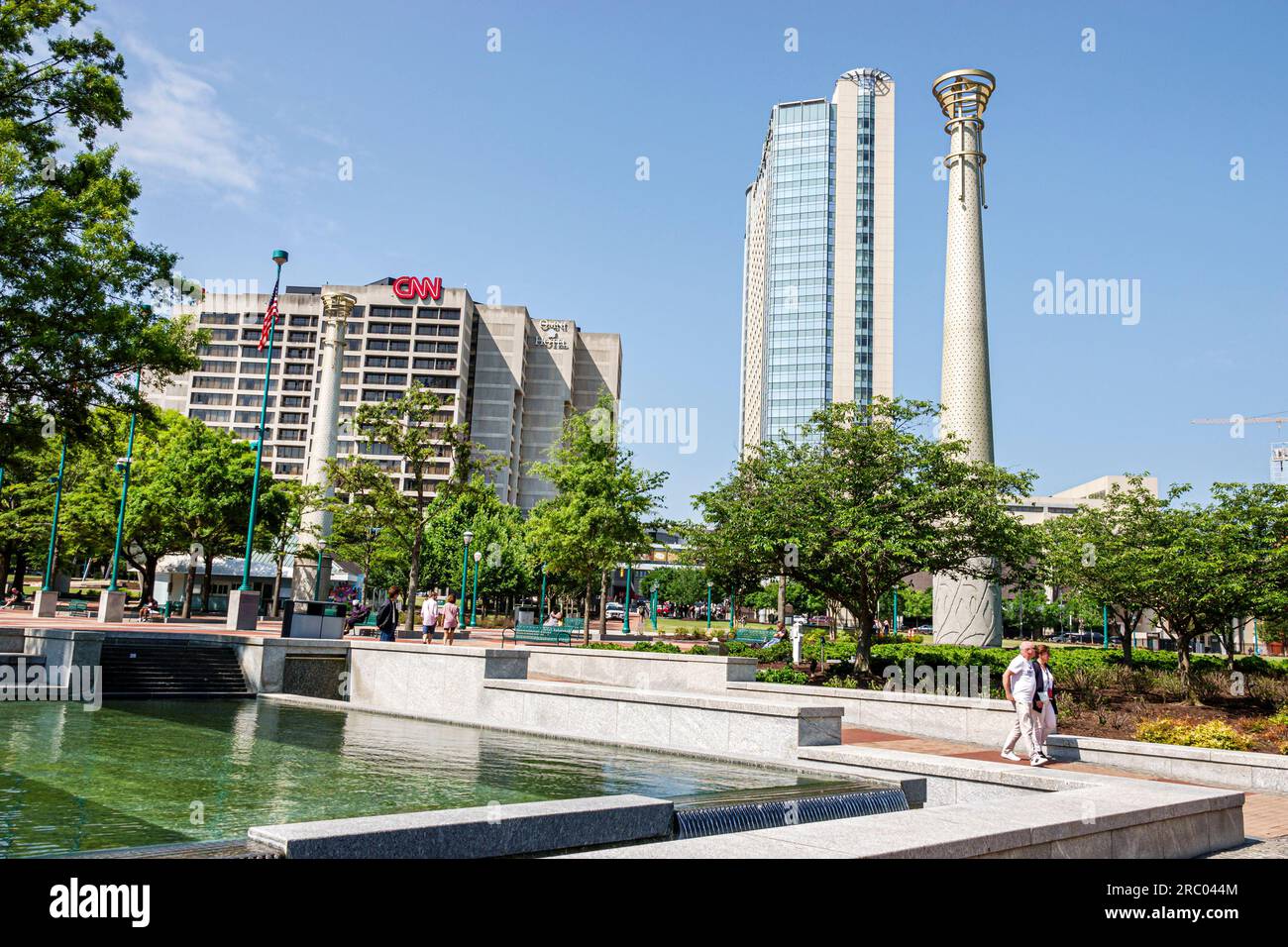 Atlanta Géorgie, Centennial Olympic Park, Omni Atlanta Hotel au centre CNN Center Banque D'Images