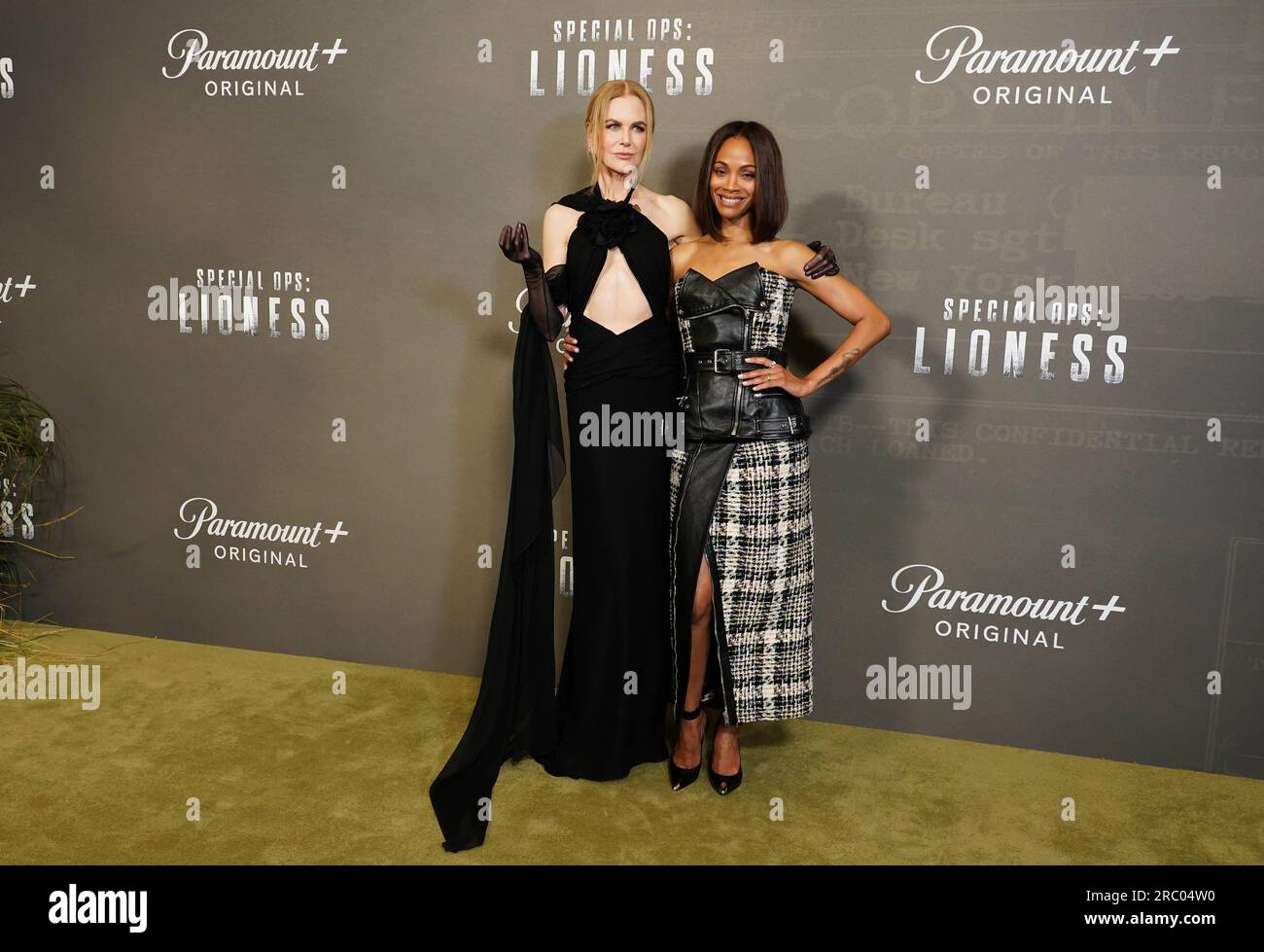 Nicole Kidman et Zoe Saldana arrivent pour une projection de la série Paramount+ Special Ops : Lioness à Londres. Date de la photo : mardi 11 juillet 2023. Banque D'Images