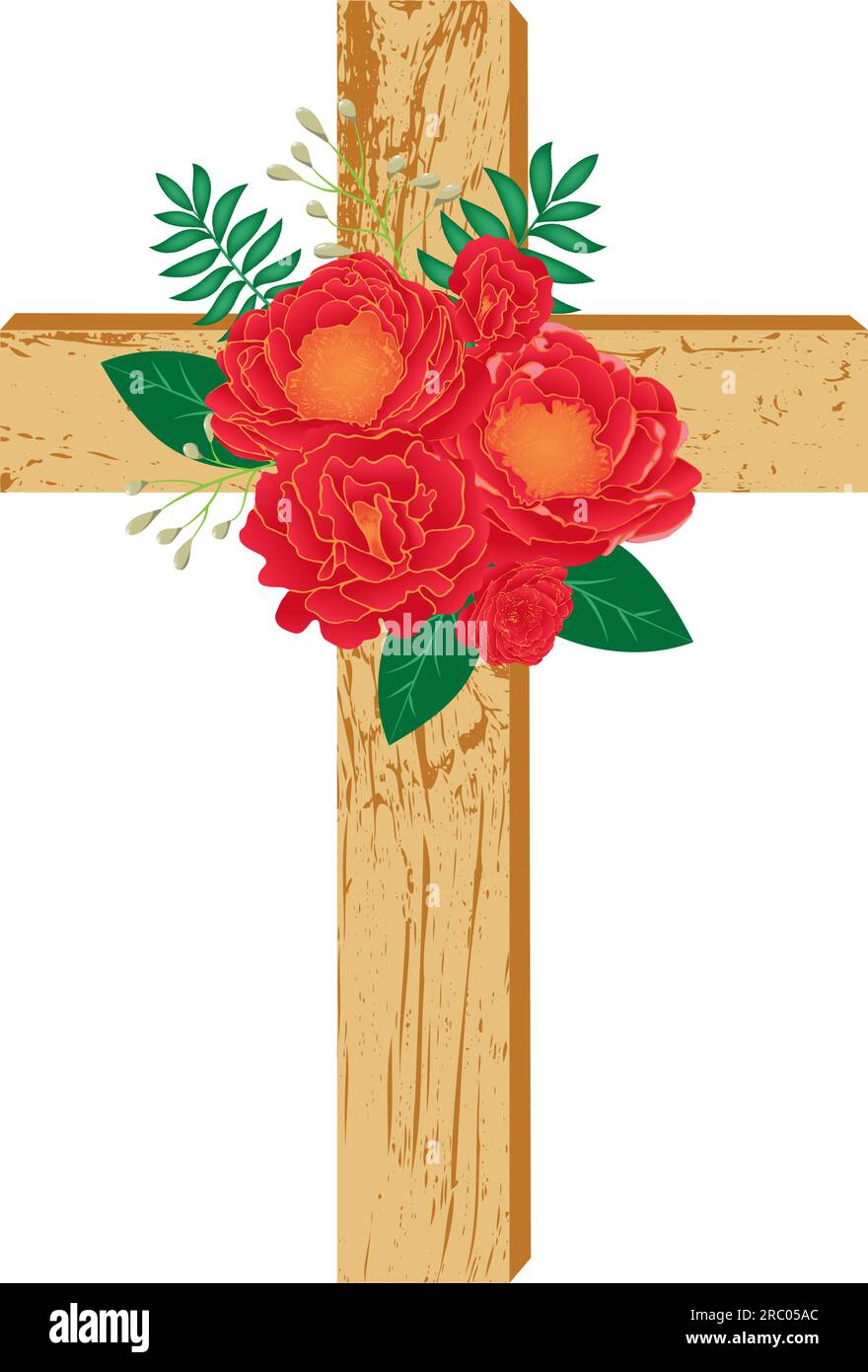 Croix isolée du baptême. Croix florale en bois. Illustration vectorielle. Illustration de Vecteur Croix isolée du baptême. Croix florale en bois. Illustration vectorielle. Illustration de Vecteur