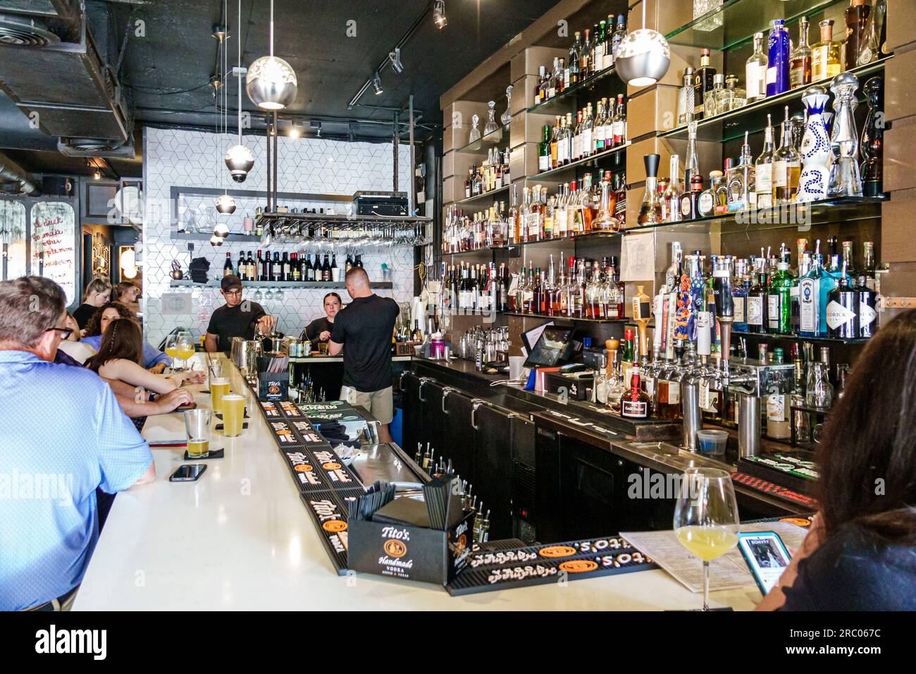 Roswell Atlanta Géorgie, Canton Street, bar restaurant, comptoir intérieur Banque D'Images