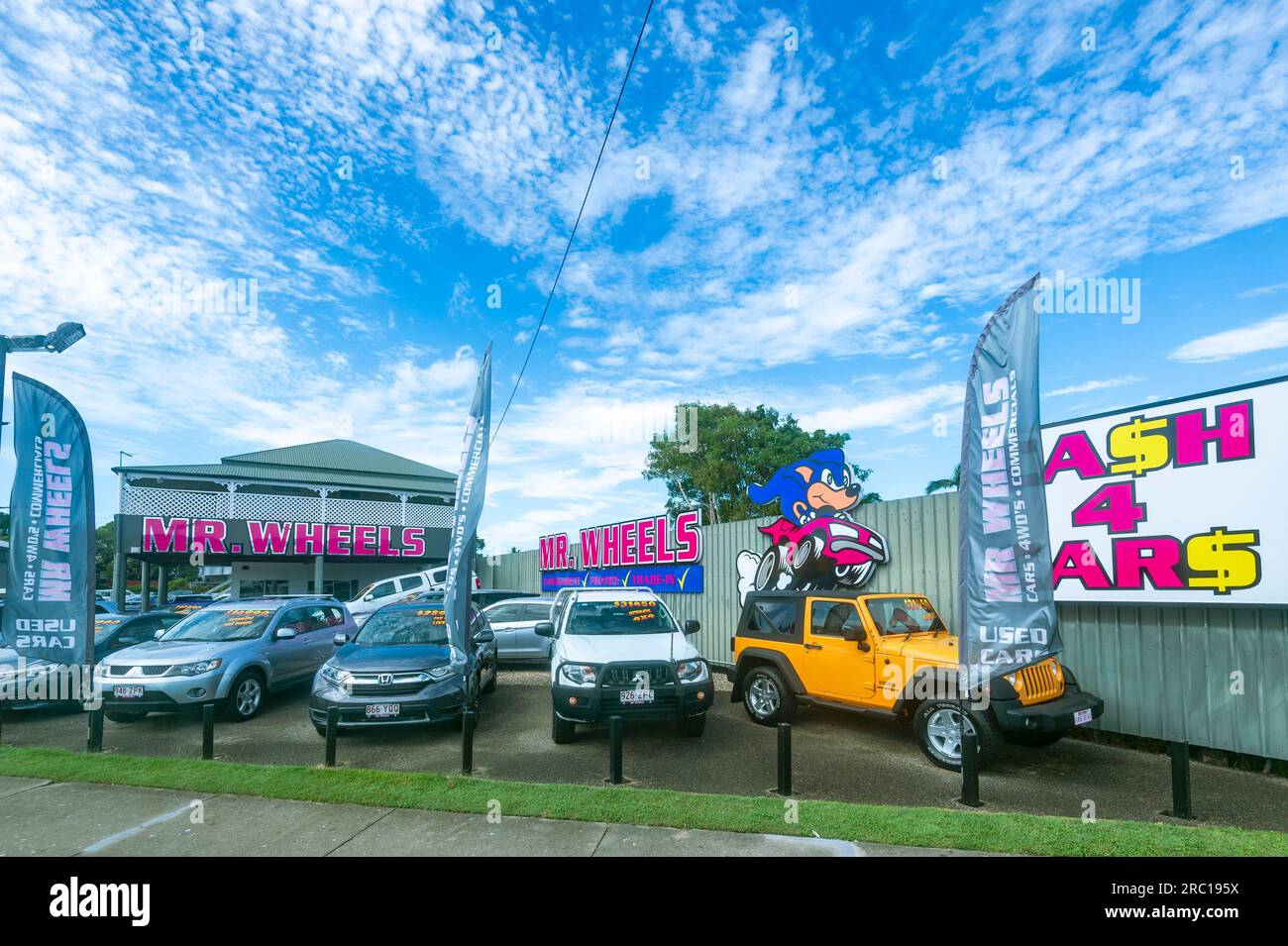 MR. Wheels voitures d'occasion à vendre, Cairns, Far North Queensland, FNQ, Australie Banque D'Images