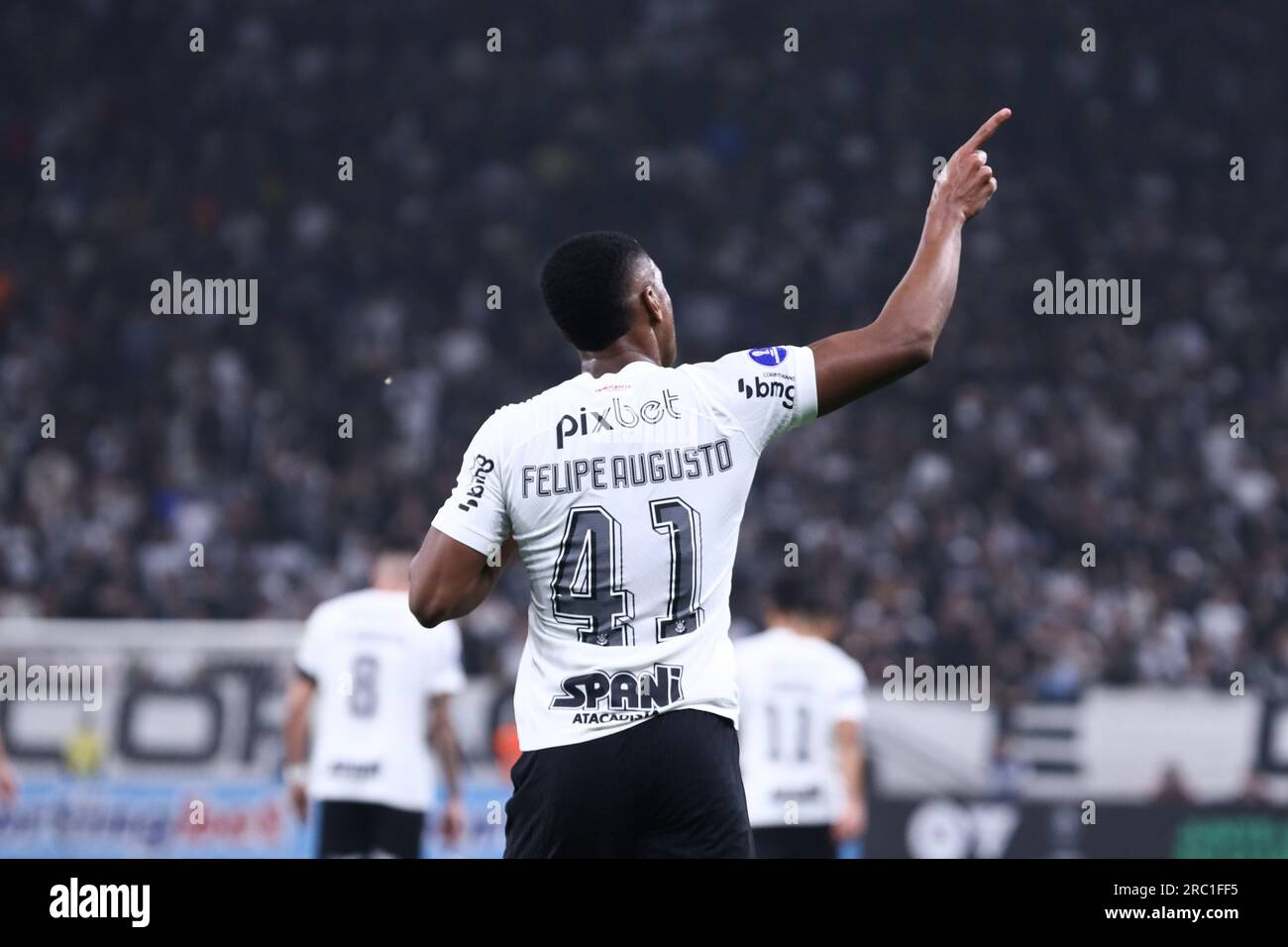 São Paulo, le 11 juillet 2023 but marqué par Felipe Augusto de Corinthians lors du match contre Universitario-PER pour la première manche des Playoffs de la Copa Sudamericana, à Neo Química Arena, dans le quartier d'Itaquera, zone est de São Paulo, ce mardi, le 11e crédit : Brazil photo Press/Alamy Live News Banque D'Images