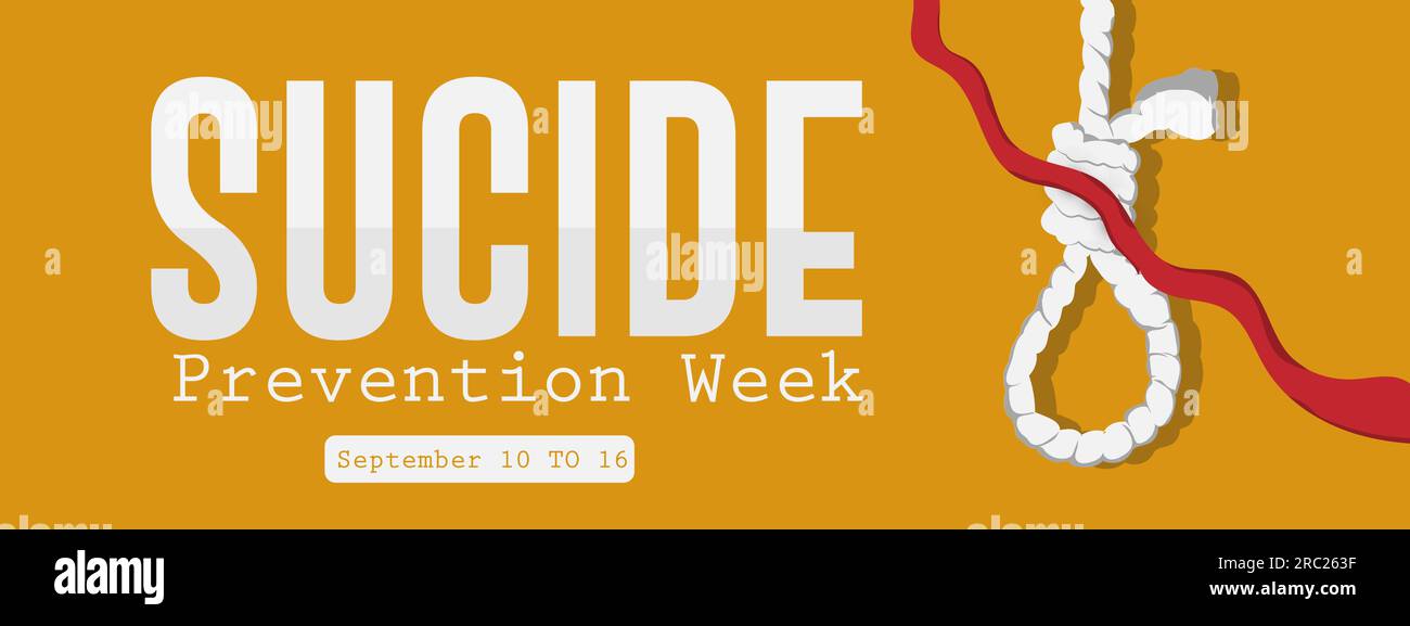 Semaine de la prévention du suicide du 10 au 16 septembre concept de sensibilisation. Illustration de conception d'affiche vectorielle de fond jaune. Illustration de Vecteur