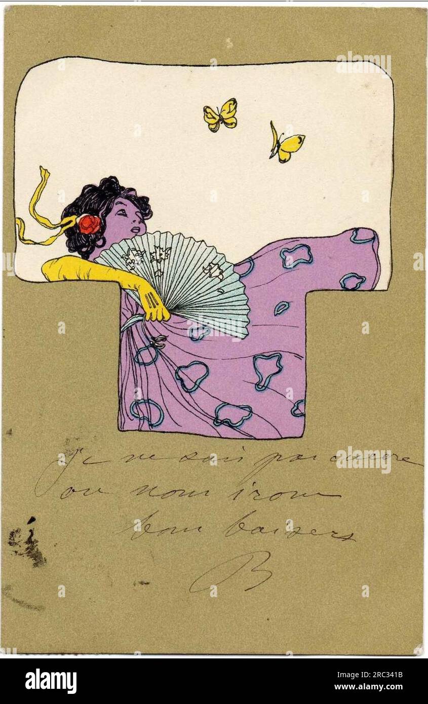Filles avec des entourages vert olive 1901 par Raphael Kirchner Banque D'Images