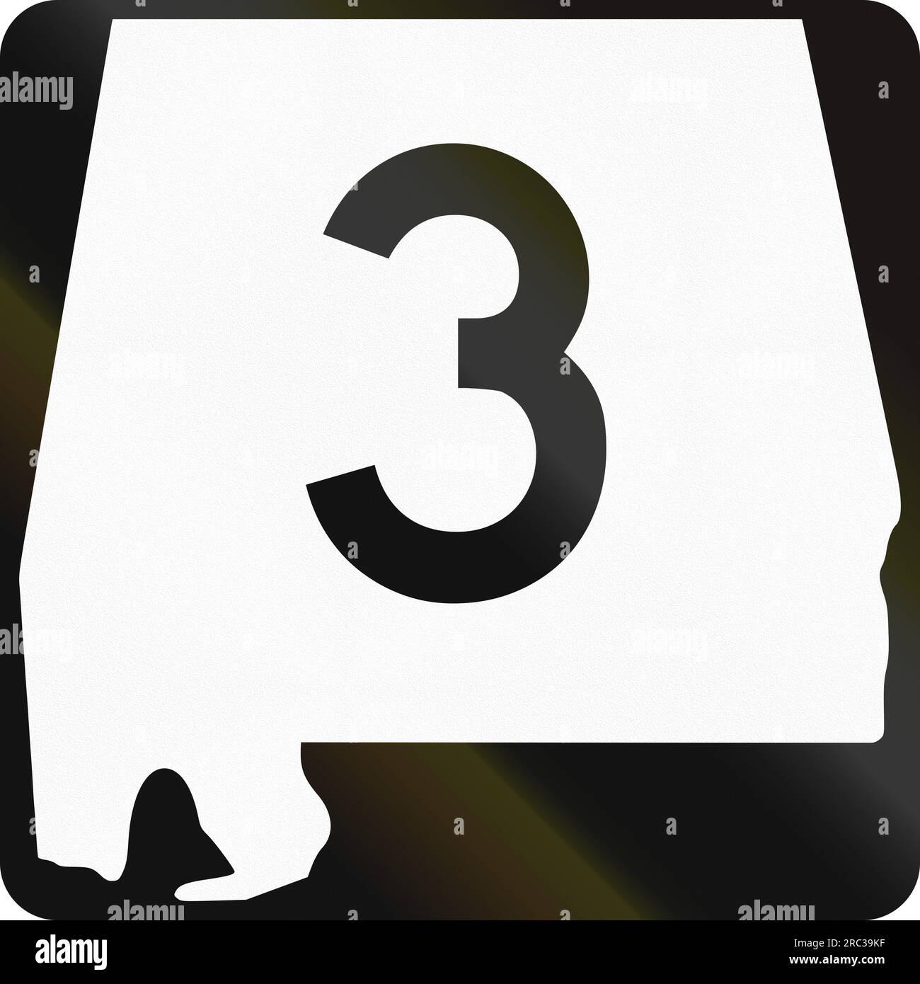 Bouclier de l'autoroute de l'état AMÉRICAIN Alabama. Le signe contient une silhouette de l'état. Banque D'Images