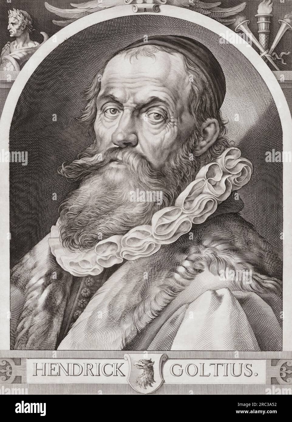 Hendrick Goltzius, 1558 – 1617. Graveur, dessinateur, graveur et peintre néerlandais. D'après une gravure de Jan Muller. Banque D'Images