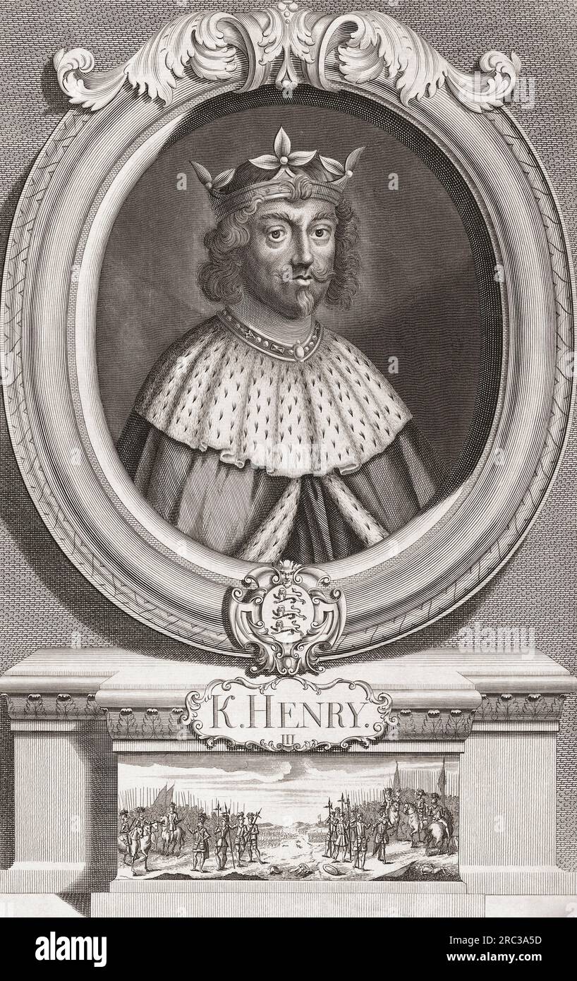 Henri III, roi d'Angleterre, 1207 - 1272. D'après une 18e gravure de Henry Roberts. Banque D'Images