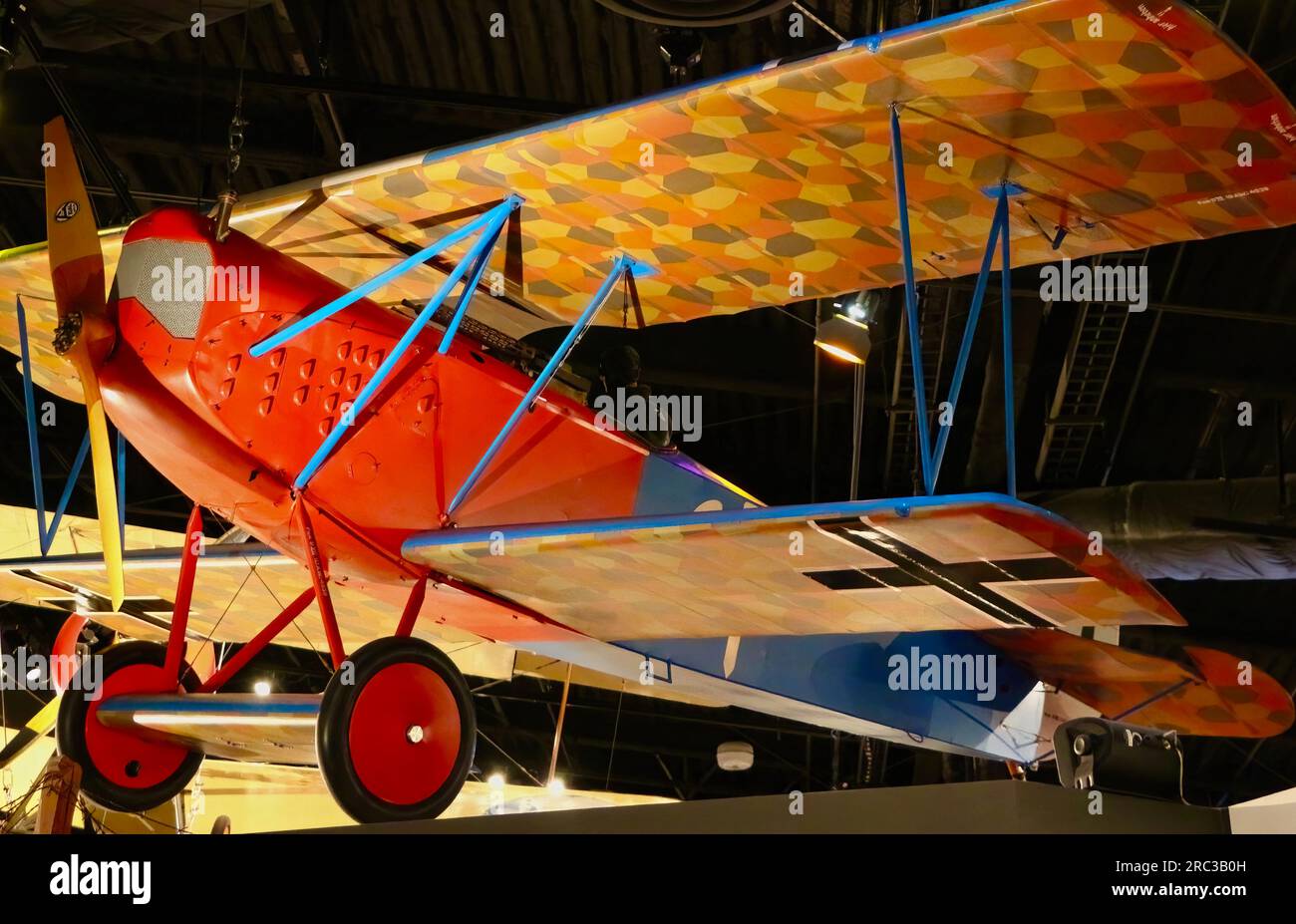 Fokker D.VII reproduction WW1 avion de chasse allemand exposé au Museum of Flight Seattle Washington State USA Banque D'Images