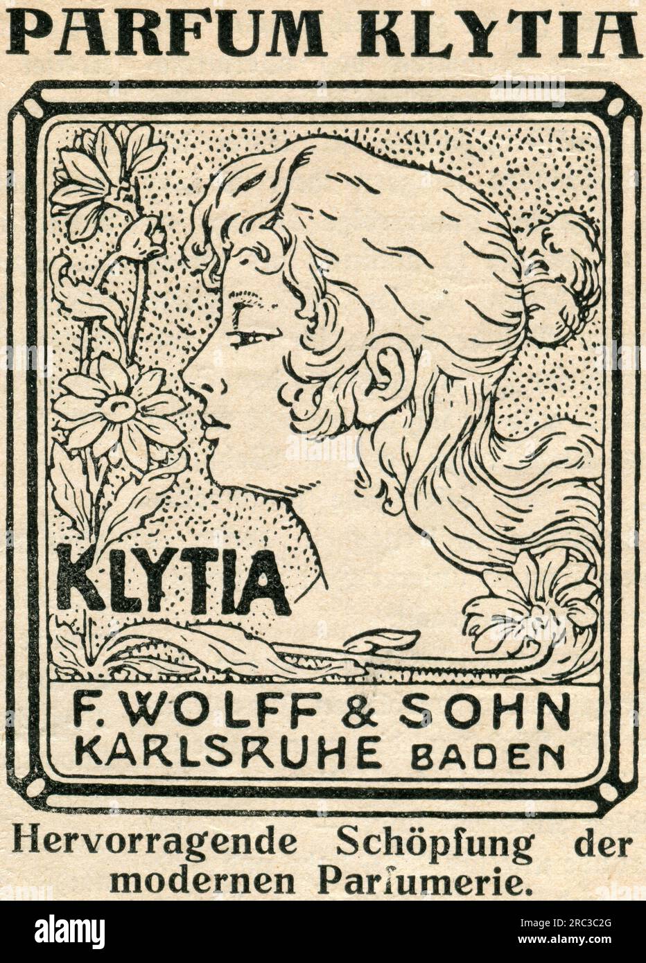 Publicité, parfum Klytia, F. Wolff und Sohn, Baden, publicité, 'Zeit im Bildd', 1913, INFORMATIONS-AUTORISATION-DROITS-SUPPLÉMENTAIRES-NON-DISPONIBLES Banque D'Images