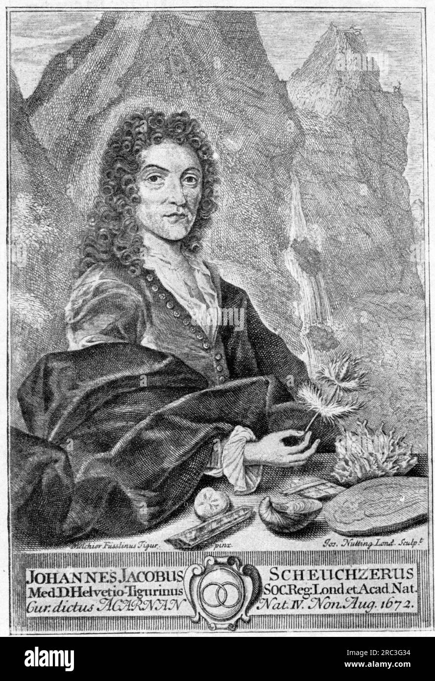 Scheuchzer, Johann Jakob, 5.8.1672 - 23.6,1733, médecin et scientifique suisse, INFORMATIONS-AUTORISATION-DROITS-SUPPLÉMENTAIRES-NOT-AVAILABLE Banque D'Images