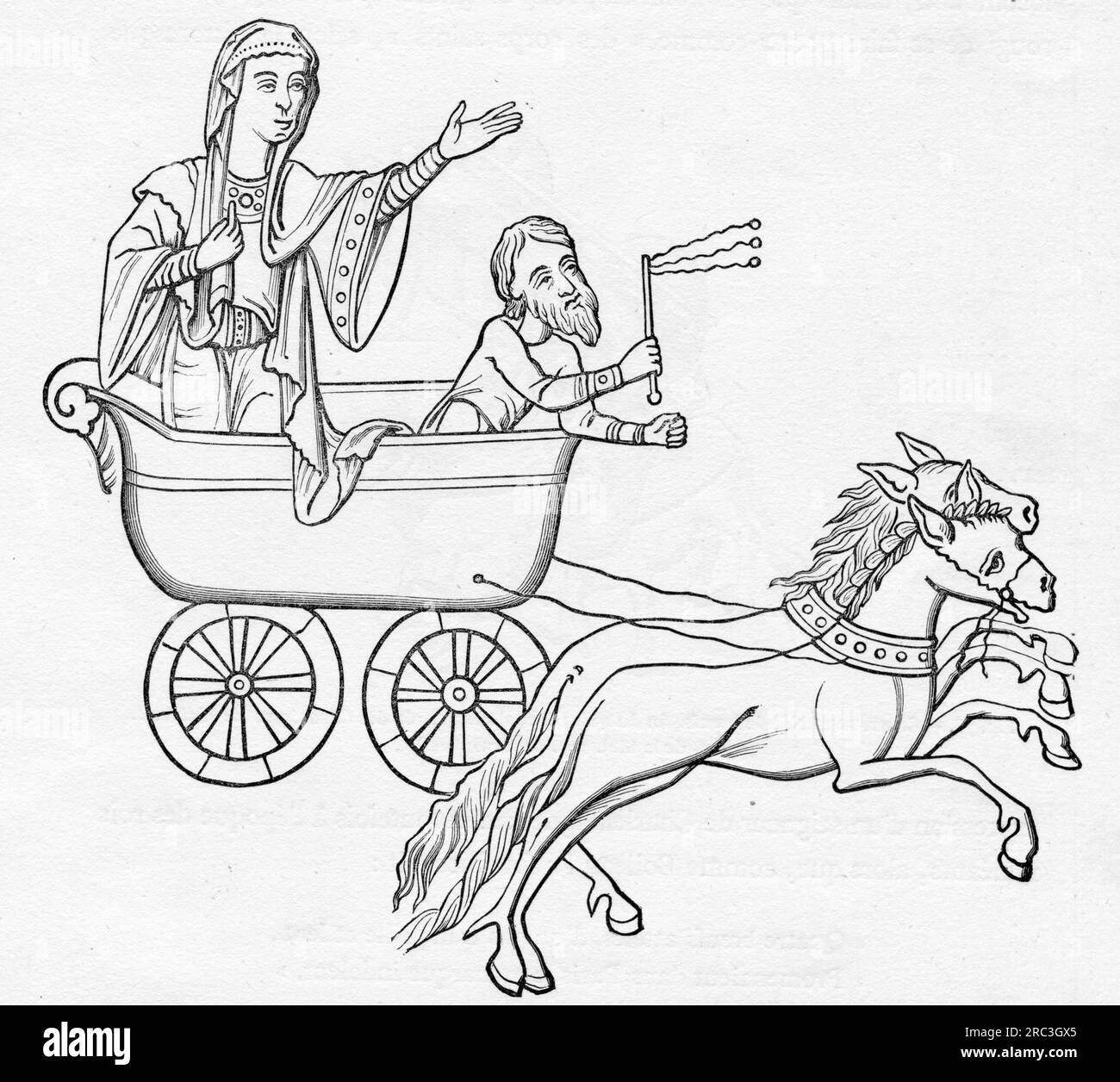 Transport / transport, autocar, caruque franc, en usage 5e - 10e siècle, gravure sur bois, LE DROIT D'AUTEUR N'A PAS À ÊTRE EFFACÉ Banque D'Images